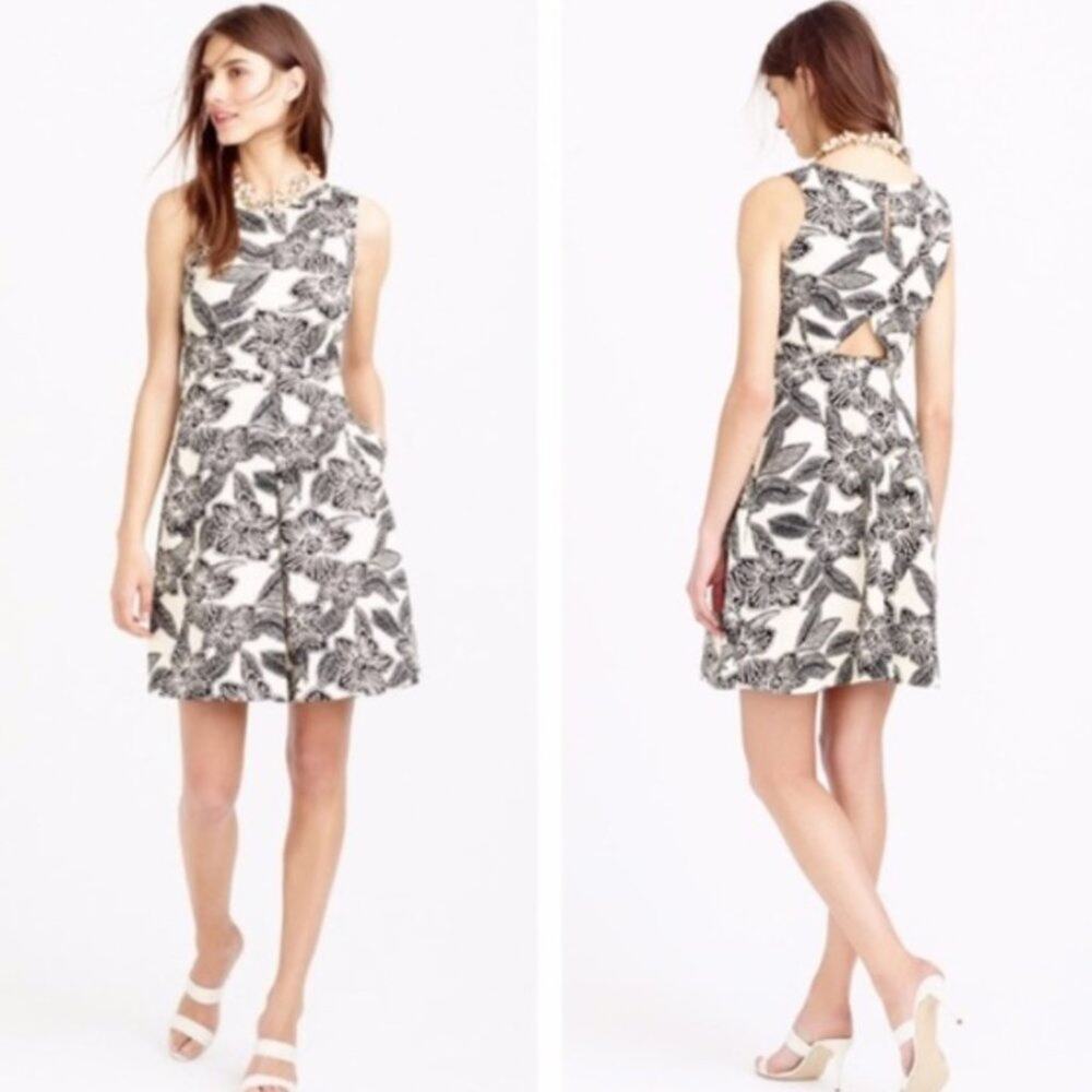 J. Crew Black and White Floral Dress